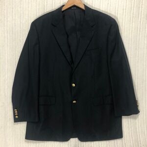 Ralph Lauren Wool Blazer Navy Blue Gold Button‎ Mens Size 44R Classic Sport Coat